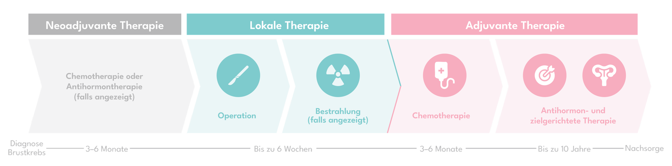 möglicher Therapieverlauf bei frühem Brustkrebs