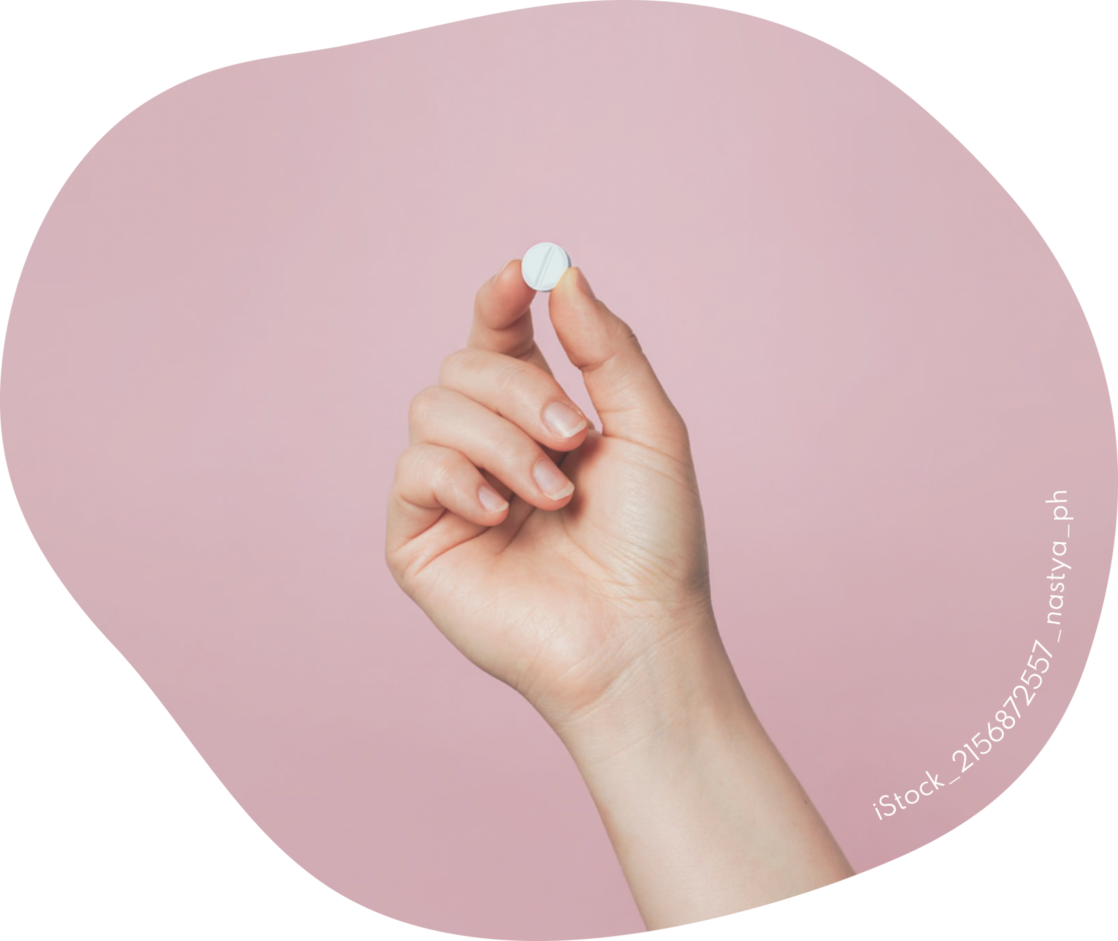 Hand hält eine Tablette