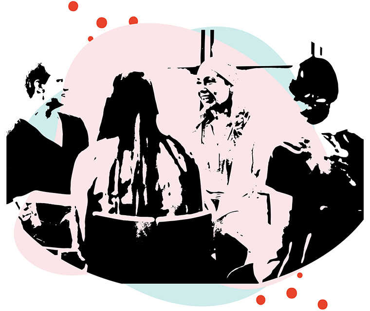 Leben mit Brustkrebs: Illustration einer Selbsthilfegruppe Leben mit Brustkrebs: Illustration einer Selbsthilfegruppe
