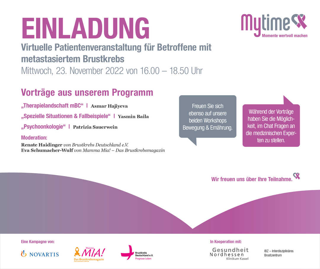 Virtuelle Patientenveranstaltung Das Bild zeigt eine Einladung zur virtuellen Patientenveranstaltung