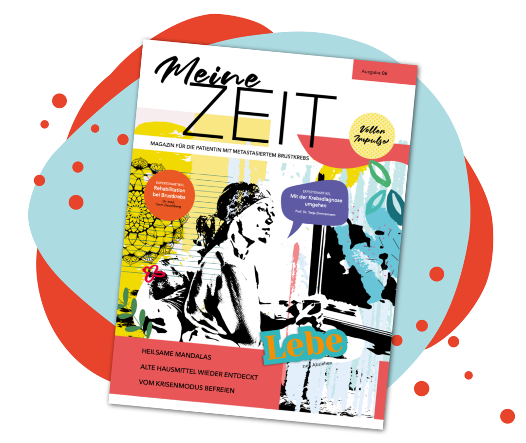 Brustkrebs: Teaser für Meine Zeit 6 Titelbild der Patientenbroschüre "Meine Zeit", Ausgabe 6