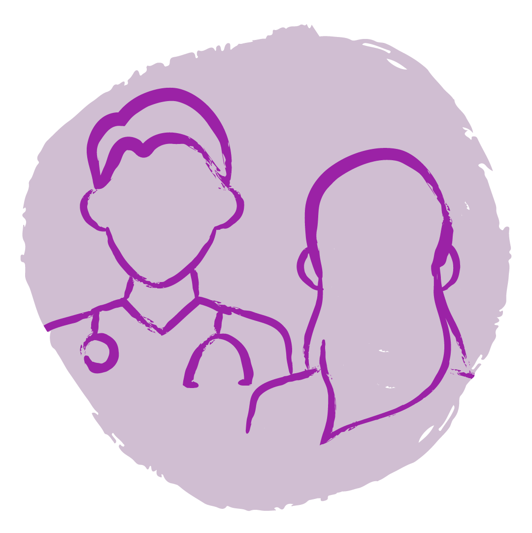 Icon mit einem Arzt und einer Patientin.