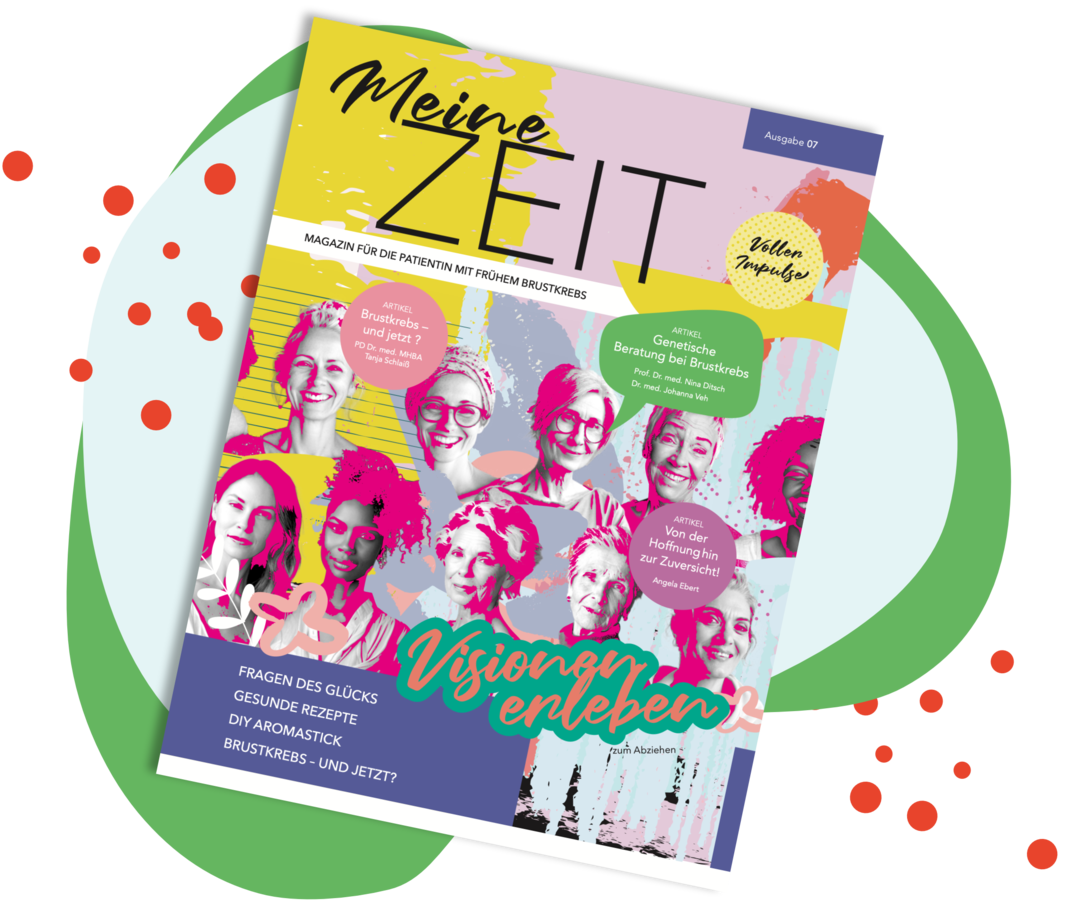 Brustkrebs: Teaser für Meine Zeit 7 Titelbild der Patientenbroschüre „Meine Zeit“ Ausgabe 7
